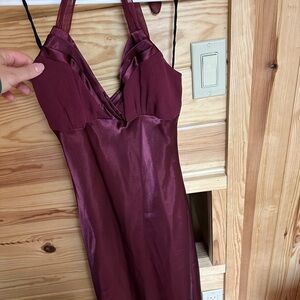 Burgundy Halter Dress - Satan